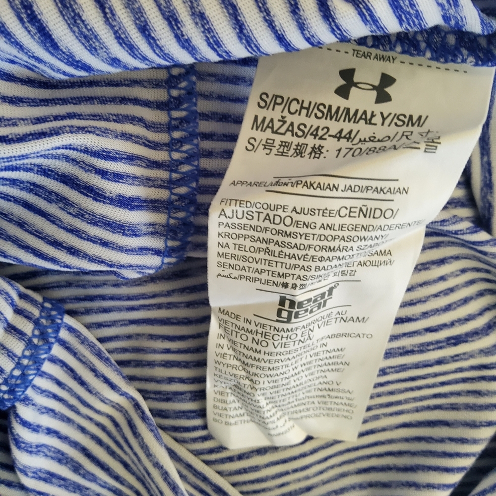 Under Armour Women’s Golf Polo Shirt White Blue Stripe S NWT - Picture 9 of 9